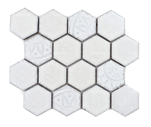 Wholesale White Hexagonal Patterned Ceramic Mosaic Tiles