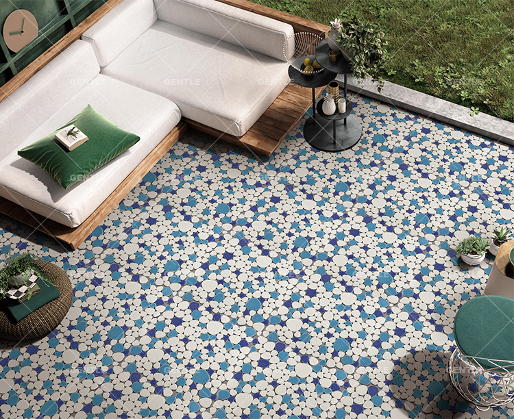 Custom  Cobblestone Shape Ceramic Mosaic For Garden Floor