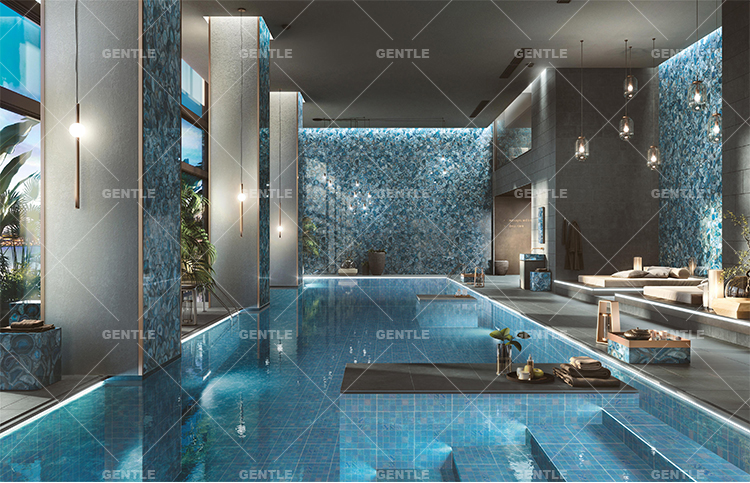 Wholesale 48X48MM Sky Blue Crystal Glass Mosaic Tiles