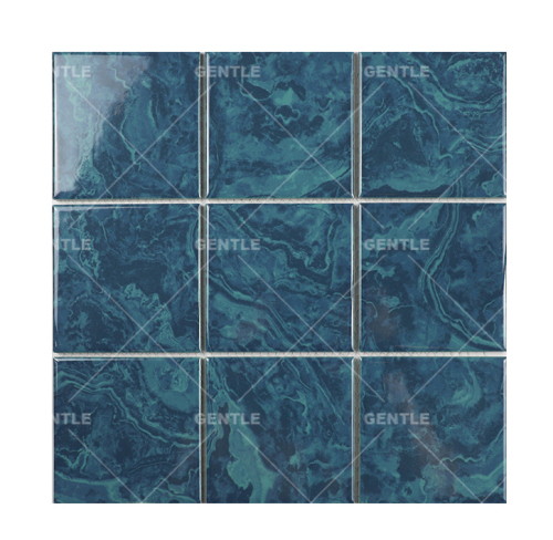 Custom 97 x 97 MM Bali Batir Blue Square Ceramic Mosaic Tiles