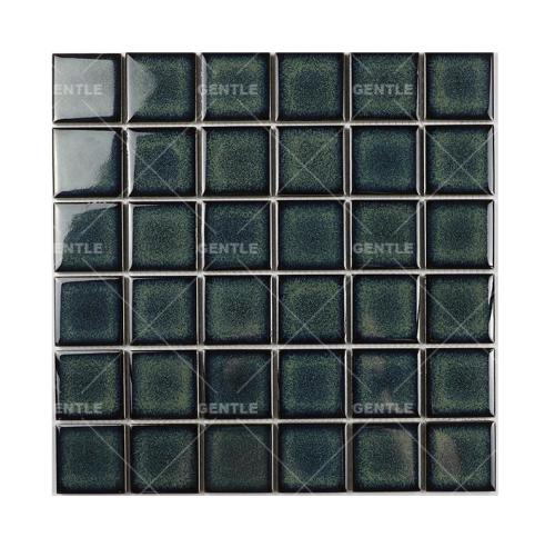 Wholesale Dark Green Square Kiln Transformation Ceramic Mosaic Tiles