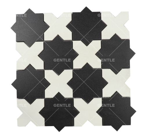 Custom Black and White Mixed Water Jet Cutting Ceramic Mosaic Tiles