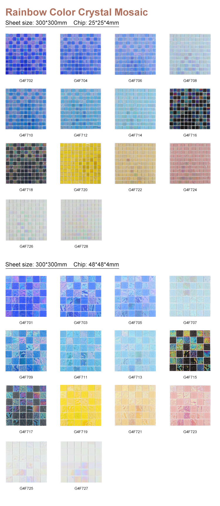 Wholesale 48X48MM Sky Blue Crystal Glass Mosaic Tiles