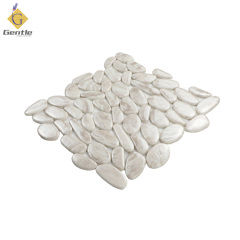 Custom White Cobblestone Shape Recycled Glass Mosaic Tiles