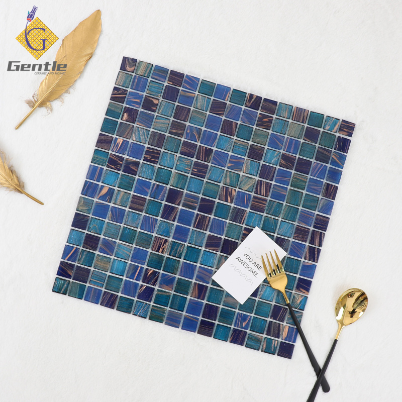 Customized Mixed Blue Square Hot Melt Mosaic Tiles