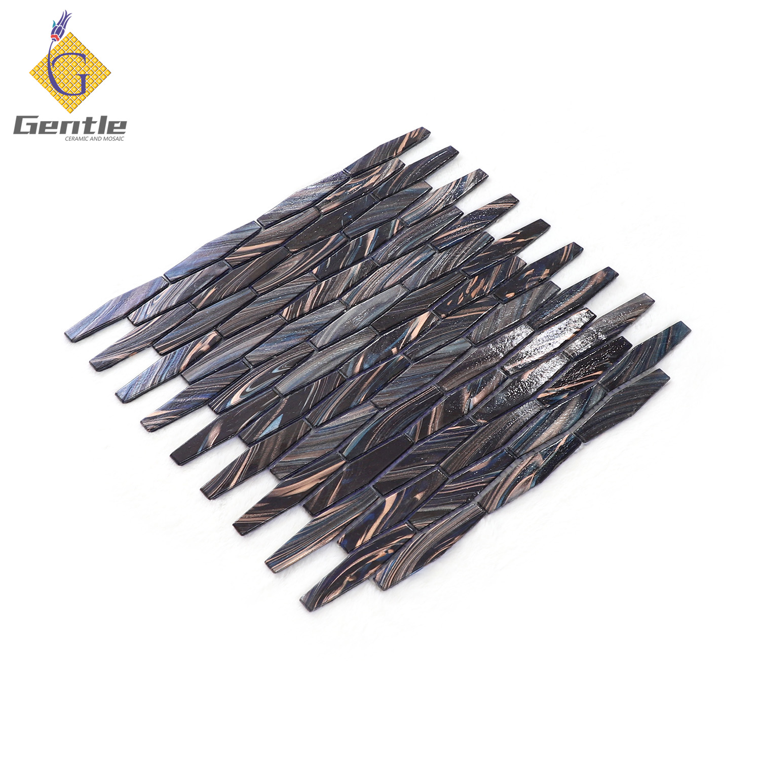Customized Brown & Black Diamond Hot Melt Glass Mosaic Tiles