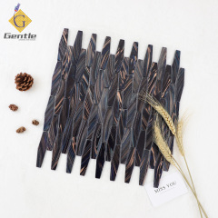 Customized Brown & Black Diamond Hot Melt Glass Mosaic Tiles