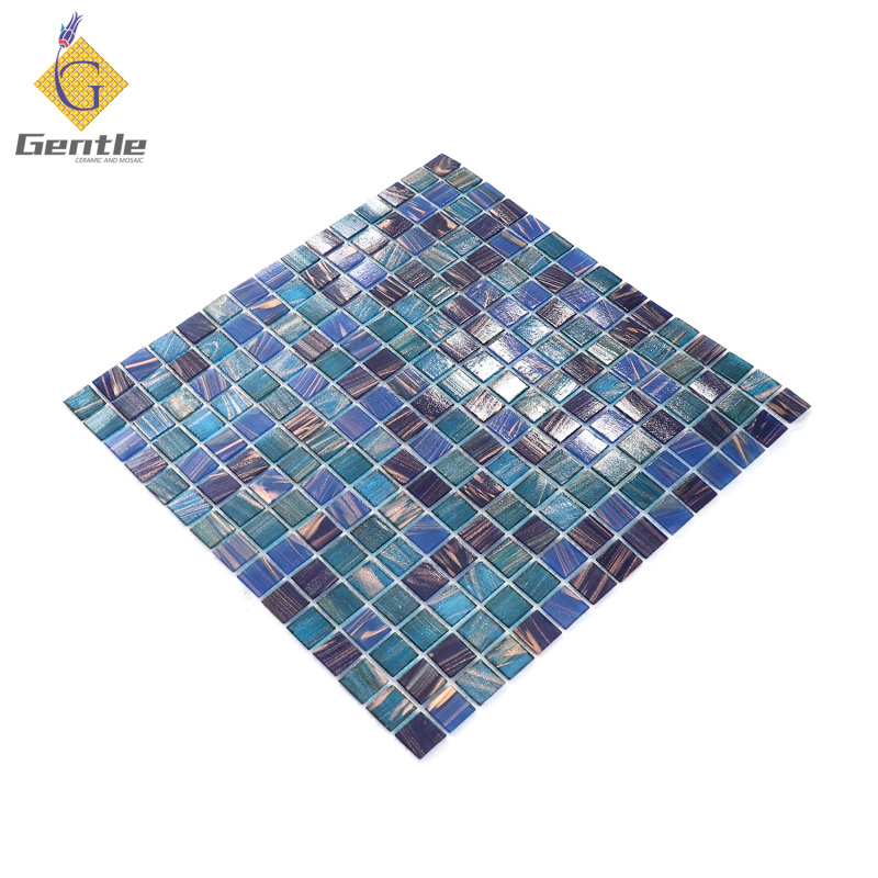 Customized Mixed Blue Square Hot Melt Mosaic Tiles