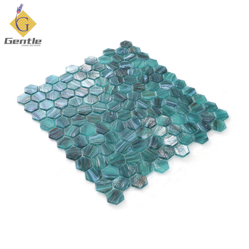 Wholesale Green Hexagonal Hot Melt Mosaic Tiles
