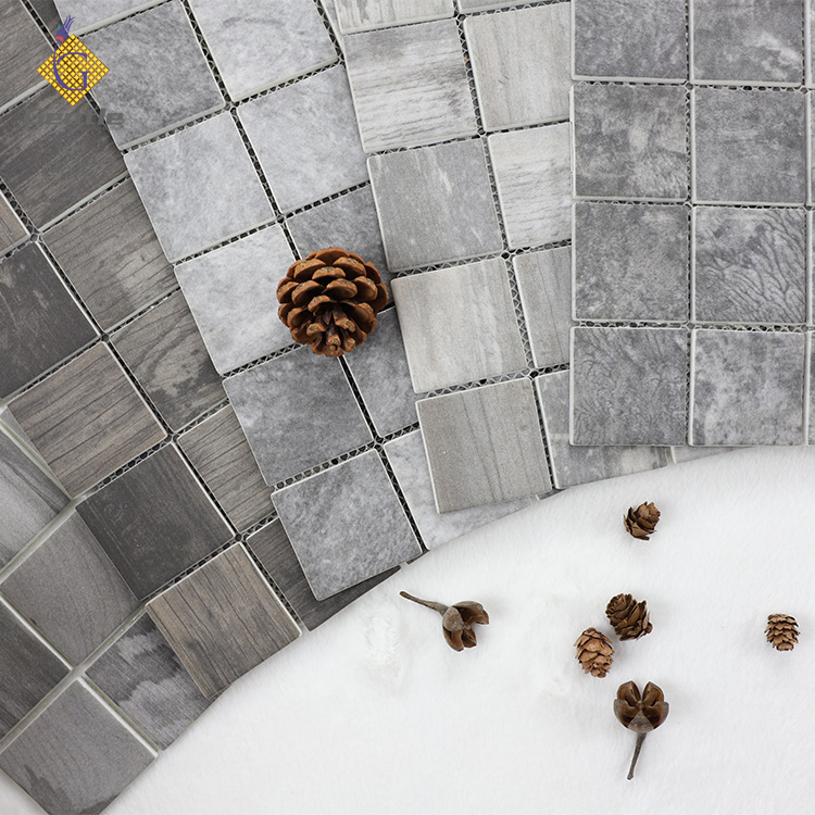 Custom Grey Square Recycled Glass Mosaic Tiles