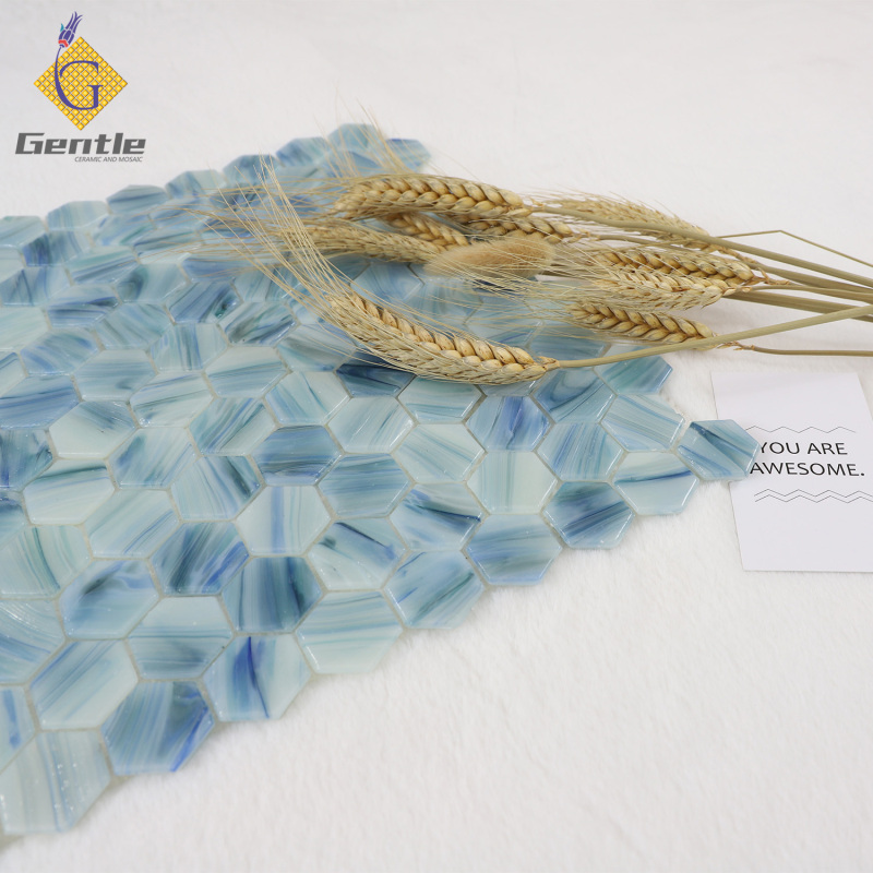 Wholesale Blue Hexagonal Hot Melt Mosaic Tiles