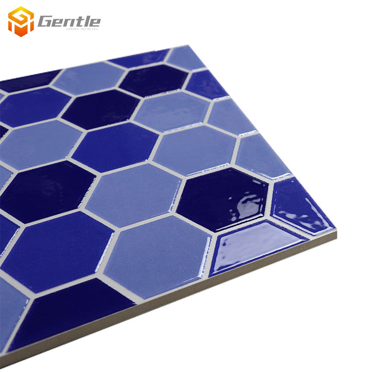 Custom Blue Hexagonal Patten Tiles For Wall