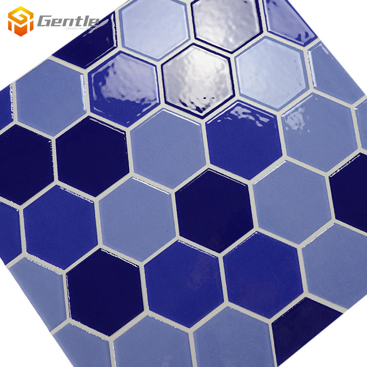 Custom Blue Hexagonal Patten Tiles For Wall