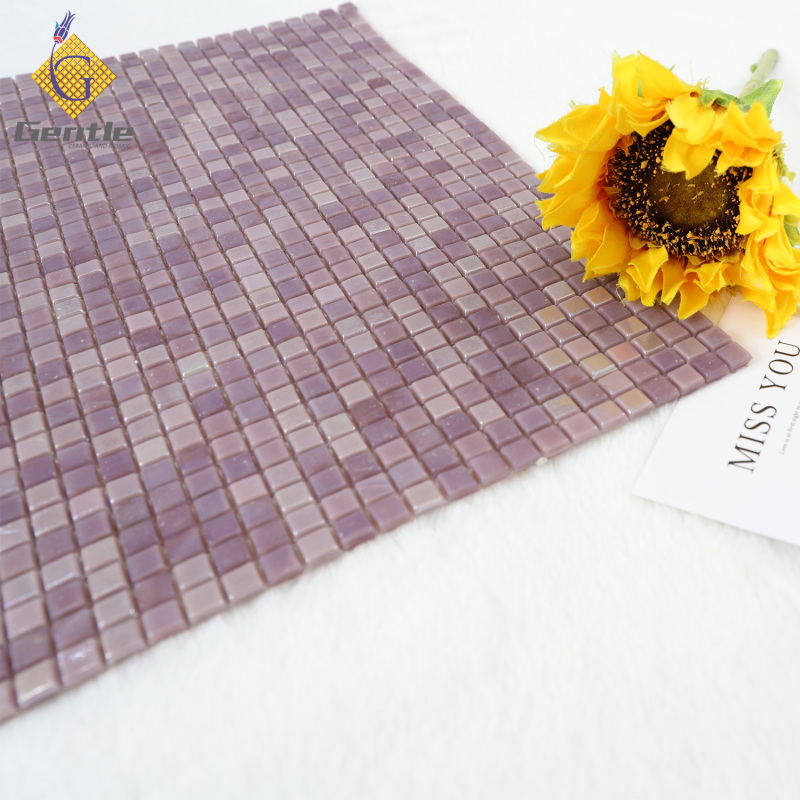 Customized Purple Square Hot Melt Mosaic Tiles For Wall