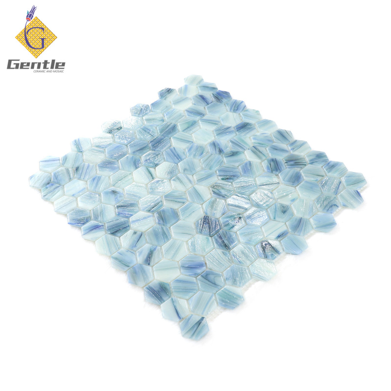Wholesale Blue Hexagonal Hot Melt Mosaic Tiles