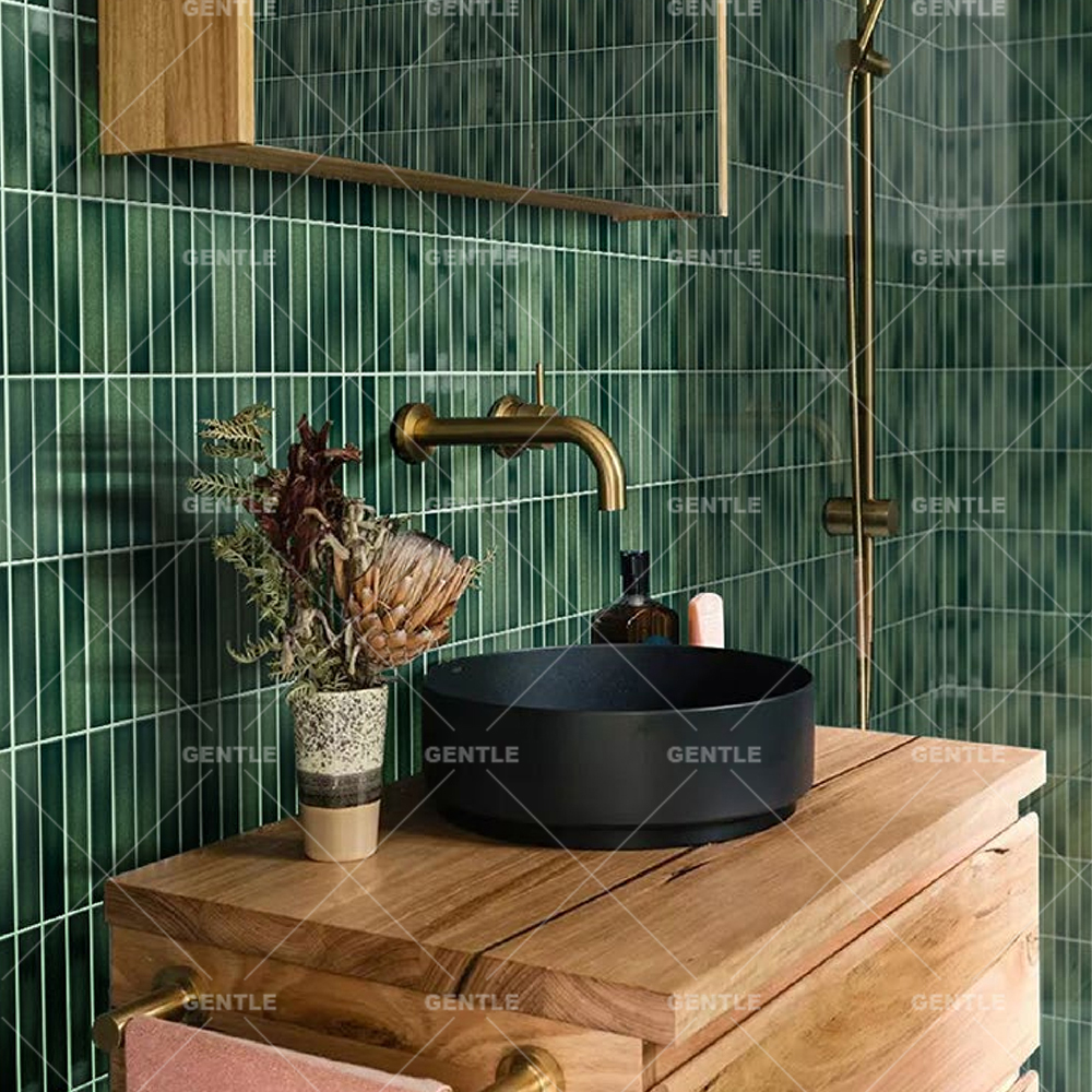 Wholesale 25x150MM Gradient Green Ceramic Mosaic Tiles