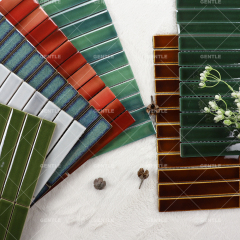 Wholesale 25x150MM Gradient Green Ceramic Mosaic Tiles