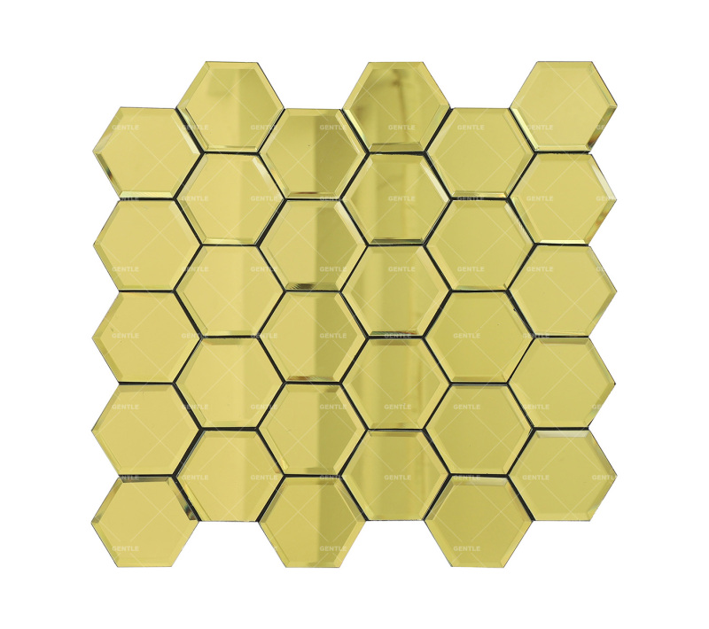 Wholesale Gold Hexagonal Mirror Glass Mosaic Tiles