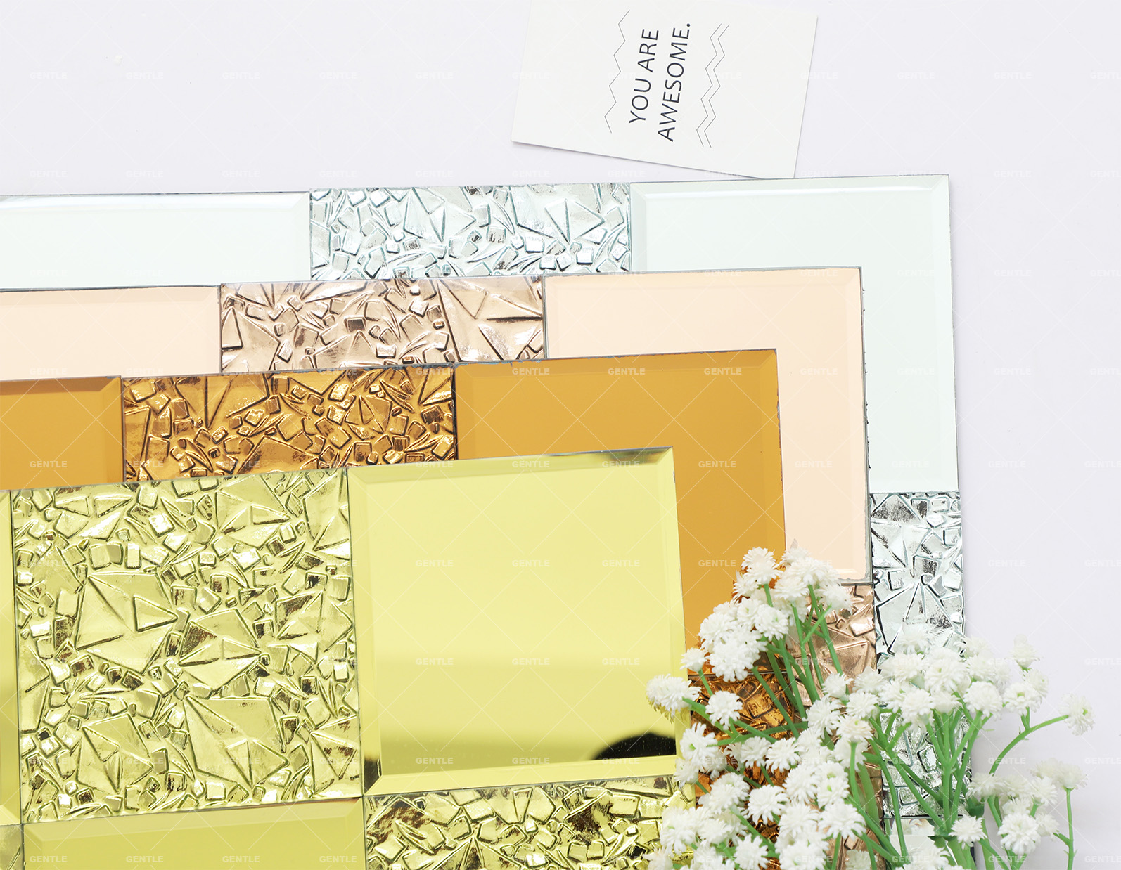 Wholesale 100x100MM Patterned Silver Mirror Glass Mosaic Tiles