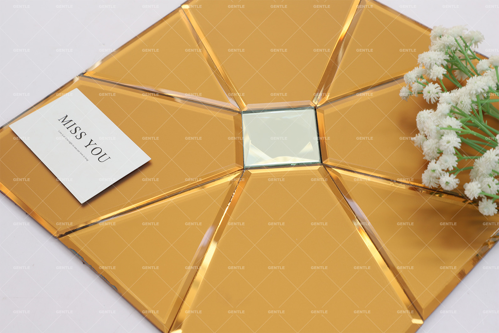Custom Tea Brown Flower Shape Mirror Glass Mosaic Tiles