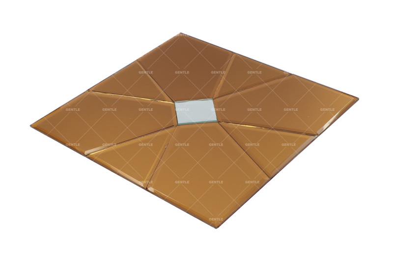 Custom Tea Brown Flower Shape Mirror Glass Mosaic Tiles