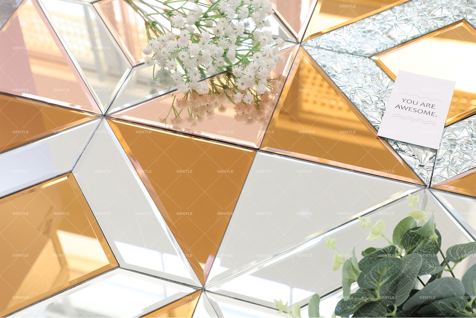 Wholesale Gold Diamond Pattern Mirror Glass Mosaic Tiles