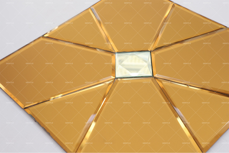 Custom Tea Brown Flower Shape Mirror Glass Mosaic Tiles