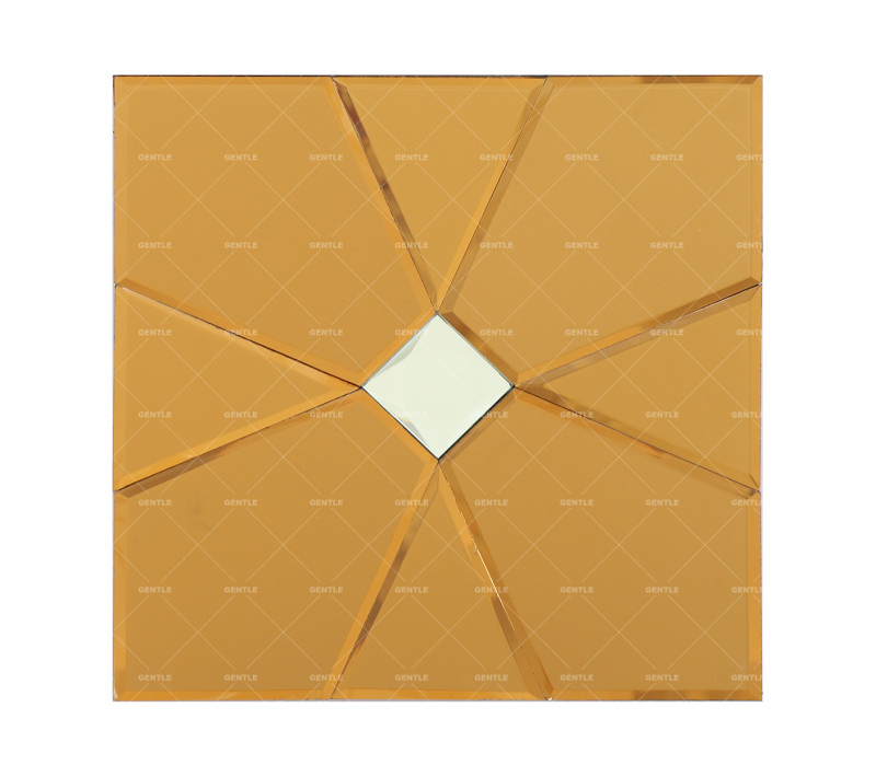 Custom Tea Brown Flower Shape Mirror Glass Mosaic Tiles