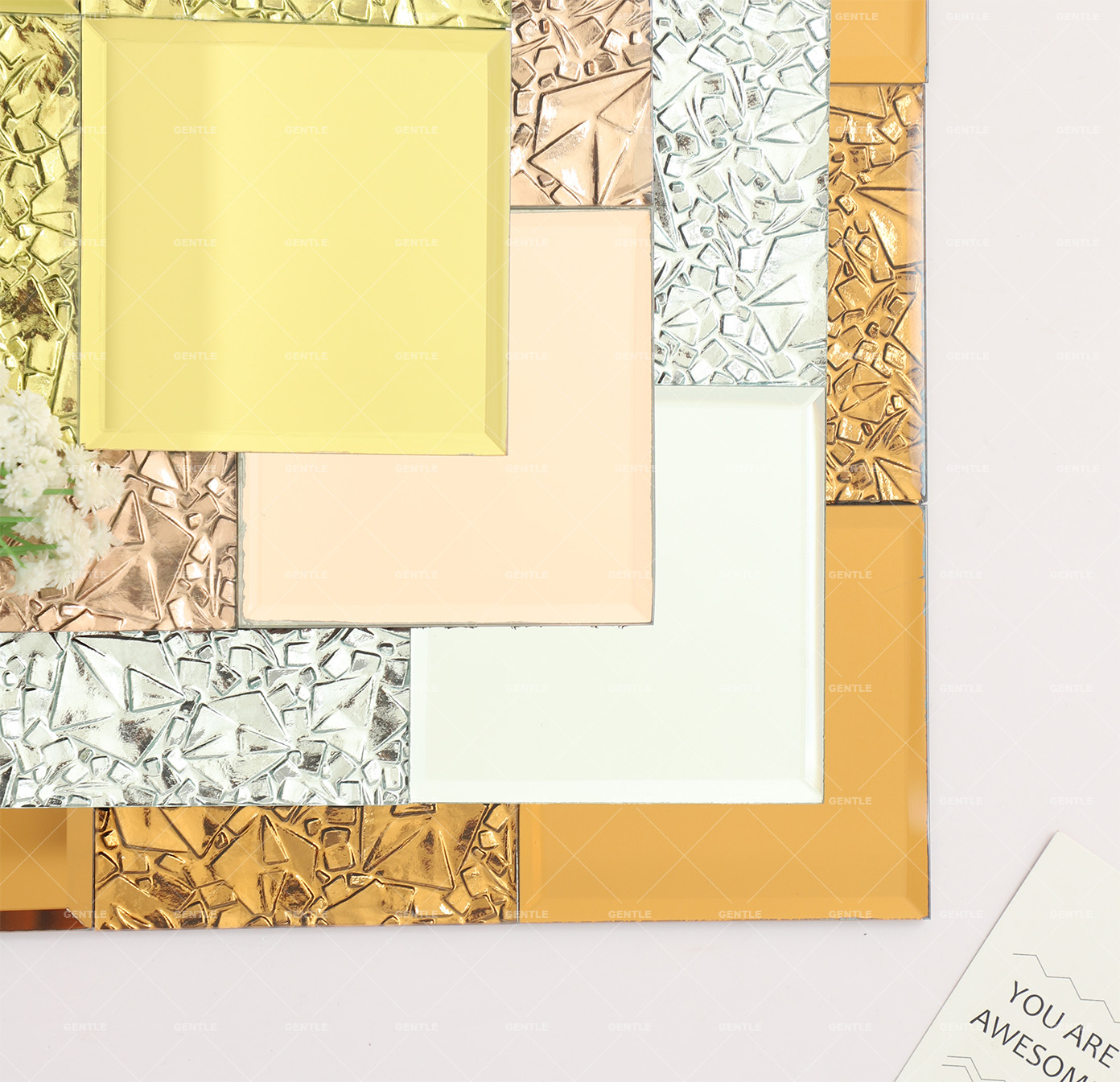 Wholesale 100x100MM Patterned Silver Mirror Glass Mosaic Tiles