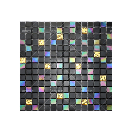 Wholesale Black&amp;Gold With Colorful Surface Hot-melt Glass Mosaic Tiles