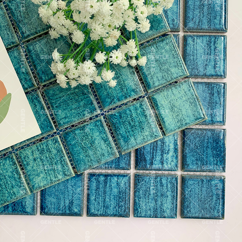 Wholesale 48x48MM Blue Glaze Variation Ceramic Mosaic Tiles