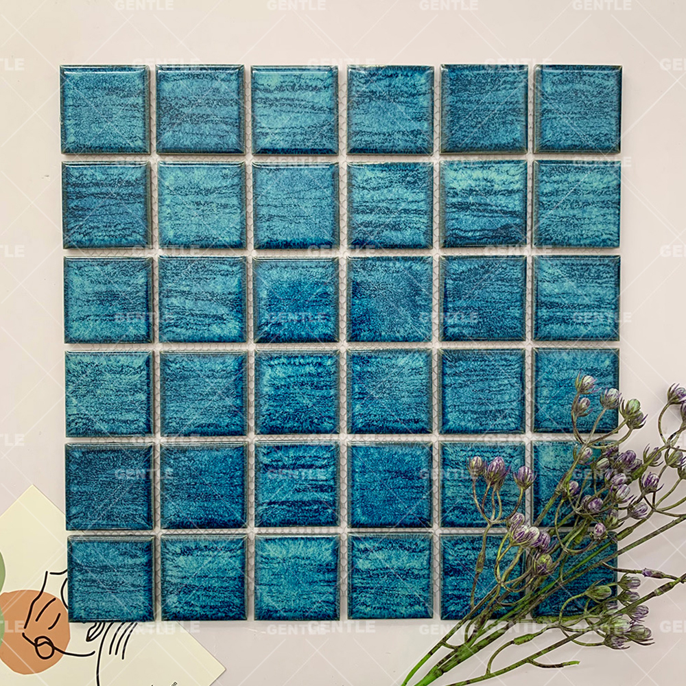 Wholesale 48x48MM Blue Glaze Variation Ceramic Mosaic Tiles