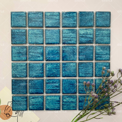 Wholesale 48x48MM Blue Glaze Variation Ceramic Mosaic Tiles