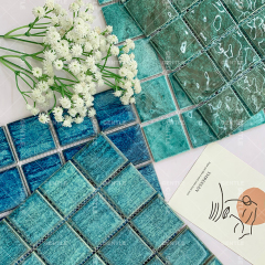 Wholesale 48x48MM Blue Glaze Variation Ceramic Mosaic Tiles