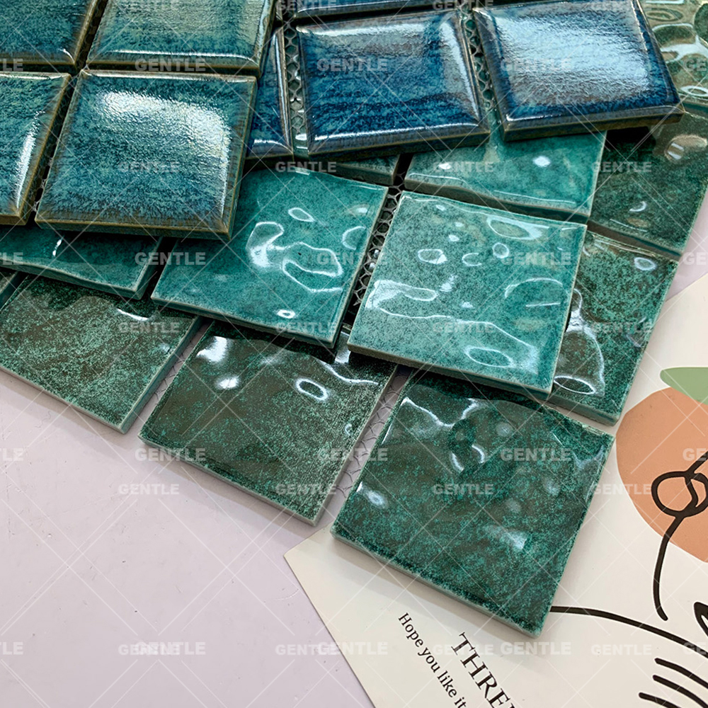 Wholesale 48x48MM Blue Glaze Variation Ceramic Mosaic Tiles