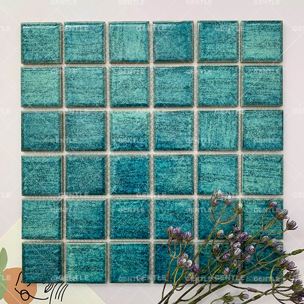 Wholesale 48x48MM Blue Glaze Variation Ceramic Mosaic Tiles