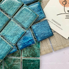 Wholesale 48x48MM Blue Glaze Variation Ceramic Mosaic Tiles