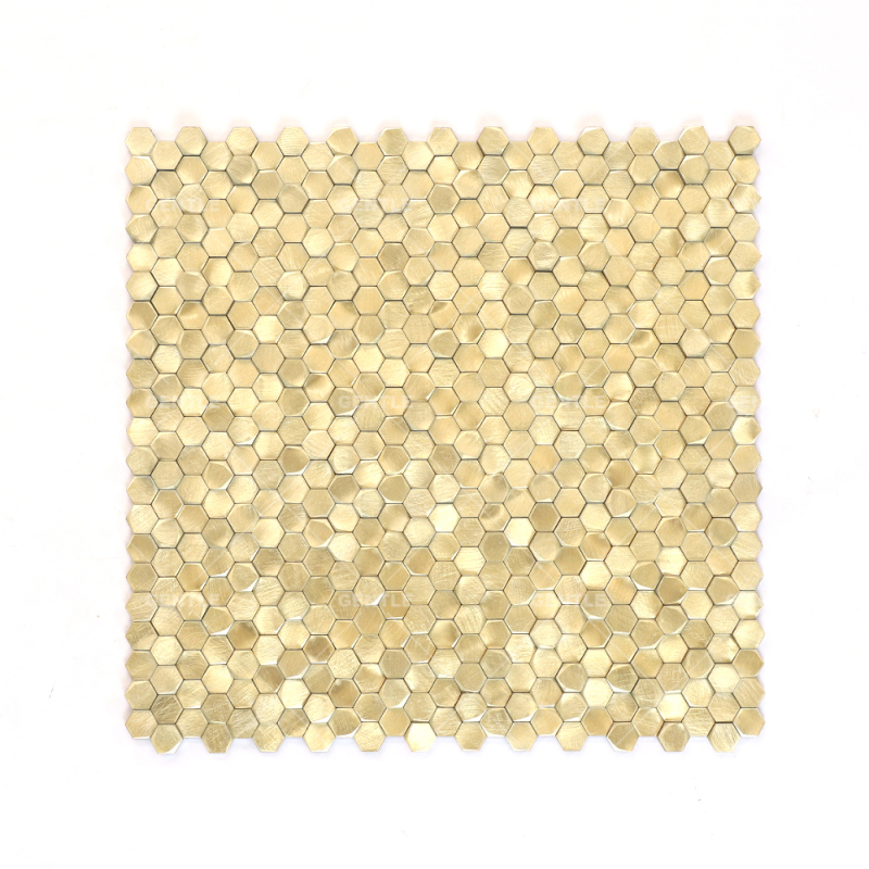 Wholesale 3D Hexagonal Brushed Texture Solid Aluminum Metal Mosaic Tiles
