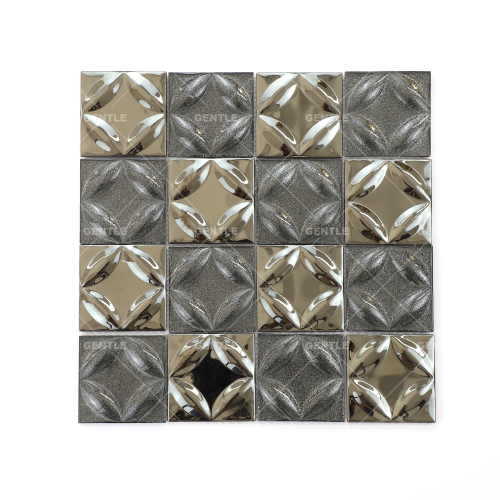 Wholesale Square 3D Surface Grey Stainless Steel Metal Mosaic Tiles