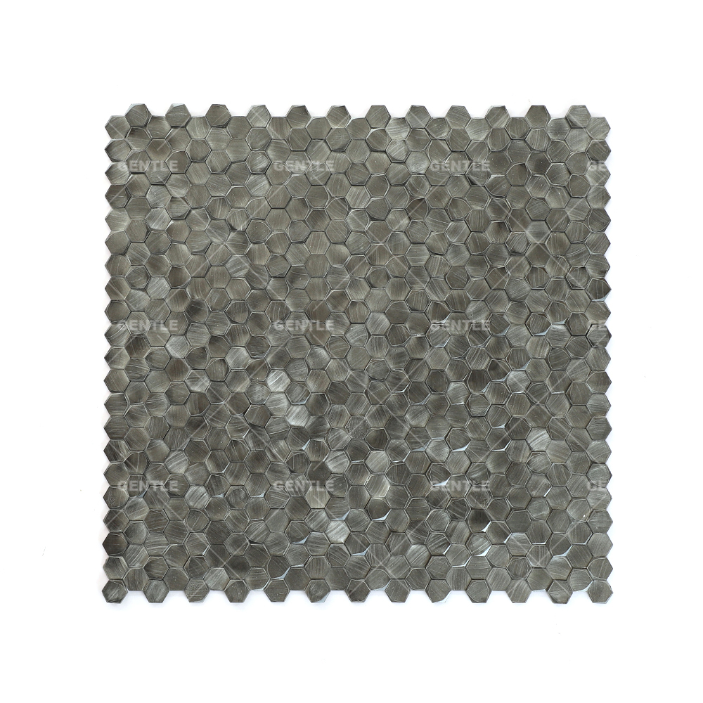 Wholesale 3D Hexagonal Brushed Texture Solid Aluminum Metal Mosaic Tiles