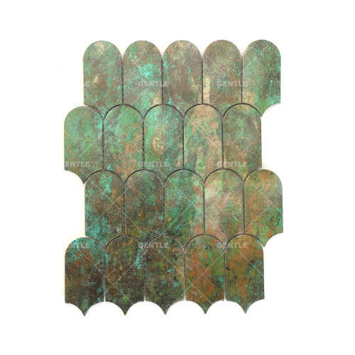 Wholesale Feather Shape Classica Copper Color Metal Mosaic Tiles