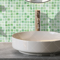 Custom Green Cloud Texture Hot-melt Glass Mosaic Tiles