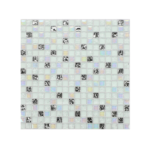 Wholesale Mix White, Silver, And Iridescence Glass Mosaic Tiles
