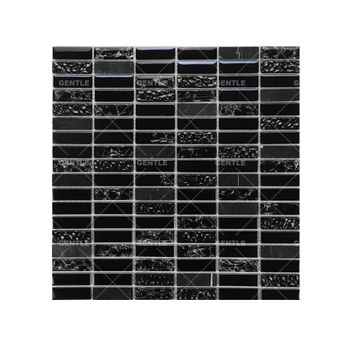 Wholesale Ice Cracked Pure Black Glass Mosaic Tiles