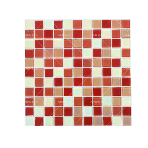 Customize Red Iridescence Colorful Shinning Glass Mosaic Tiles