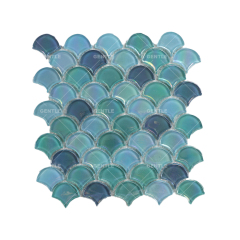 Wholesale Mix Blue Fan Shaped Glass Mosaic Tiles