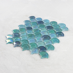 Wholesale Mix Blue Fan Shaped Glass Mosaic Tiles