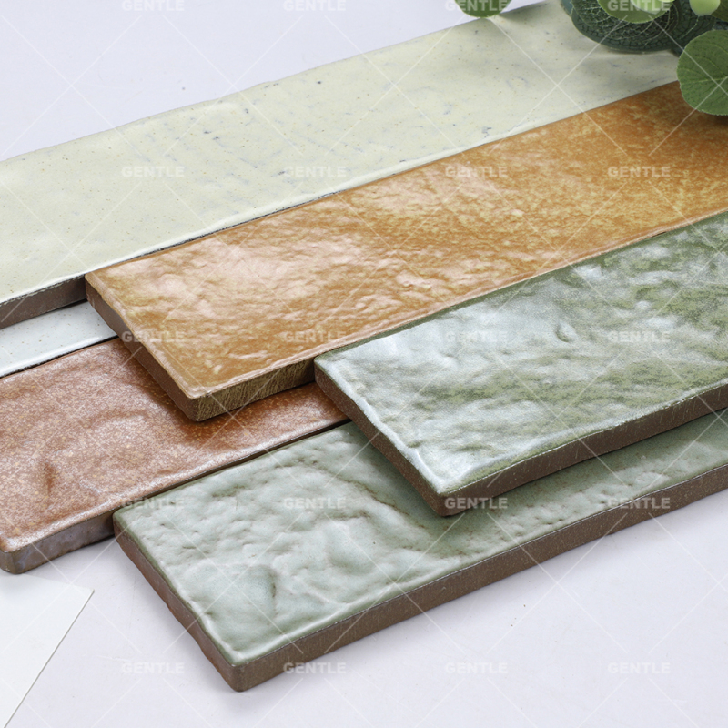 Wholesale Brown Rectangular Red Clay Art Tiles With Rustic Style