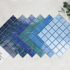 Wholesale Water Blue With Splash-ink Effect Ceramic Mosaic Tiles