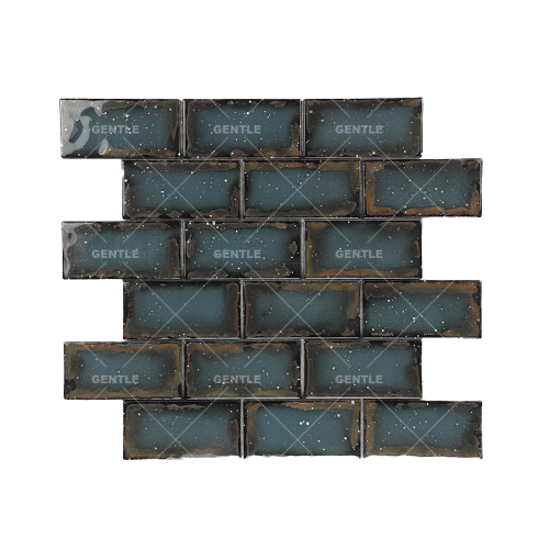 Wholesale Double-layer Glass Mosaic With Retro Dark Grey Kiln Change Effect